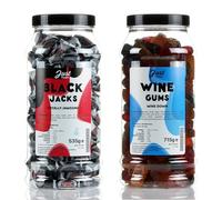 Just Treats Lion Wine Gums and Black Jack Chews - Sweet Gift Jars of Chewy Elegance in Every Bite - 20,3