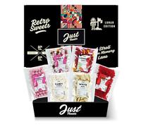 Just Treats Lunar Sweet Six Chewy Hamper - Strawberry Bonbons, Dolly Mixture, Liquorice Comfits, Squirrel Cherry Lips, White Candy Sticks and White Mice (3,7,22,25,29,31)