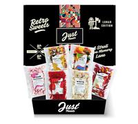 Just Treats Lunar Sweet Six Gummy Hamper - Foam Mushrooms, Fruit Salad & Black Jack Chews, Jelly Beans, Liquorice Comfits, Squirrel Cherry Lips and White Choc Snowies (10,13,17,22,25,30)