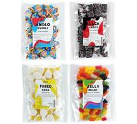 Just Treats Sweet Quartet - Anglo Bubbly, Jelly Beans, Black Jack Chews, Fried Eggs (4 x 175g Bags) - 1,2,12,17