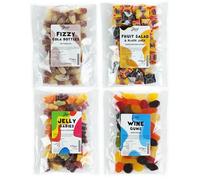 Just Treats Sweet Quartet - Fruit Salad & Black Jack Chews, Jelly Babies, Fizzy Cola Bottles, Lion Wine Gums (4 x 175g Bags) - 9,13,16,21