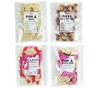 Just Treats Sweet Quartet - Jelly Pink & White Love Hearts, Pink and White Mice, Fizzy Cola Bottles, Fish n Chips (4 x 175g Bags) - 8,9,18,23