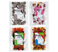 Just Treats Sweet Quartet - Lion Midget Gems, Squirrel Floral Gums, Choc Jazzles, Dolly Mixture (4 x 175g Bags) - 5,7,20,26