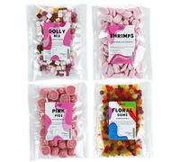 Just Treats Sweet Quartet - Pink Pigs, Squirrel Floral Gums, Candy Foam Shrimps, Dolly Mixture (4 x 175g Bags) - 7,11,24,26
