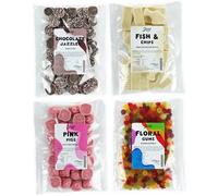 Just Treats Sweet Quartet - Pink Pigs, Squirrel Floral Gums, Choc Jazzles, Fish n Chips (4 x 175g Bags) - 5,8,24,26