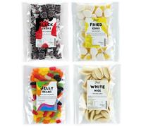 Just Treats Sweet Quartet - White Mice, Jelly Beans, Black Jack Chews, Fried Eggs (4 x 175g Bags) - 2,12,17,31