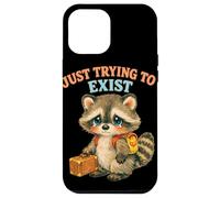 Just Trying to Exist Sad Raccoon with Suitcase Retro Graphic Case for iPhone 12 Pro Max