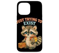 Just Trying to Exist Sad Raccoon with Suitcase Retro Graphic Case for iPhone 13 Pro Max