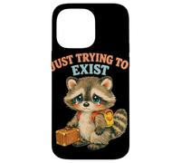 Just Trying to Exist Sad Raccoon with Suitcase Retro Graphic Case for iPhone 14 Pro Max