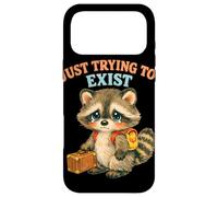 Just Trying to Exist Sad Raccoon with Suitcase Retro Graphic Case for iPhone 17 Pro Max