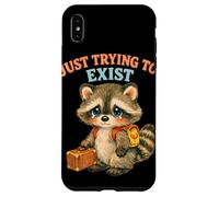 Just Trying to Exist Sad Raccoon with Suitcase Retro Graphic Case for iPhone XS Max