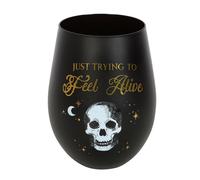 Just Trying To Feel Alive Stemless Wine Glass Something Different Jet Black One Size
