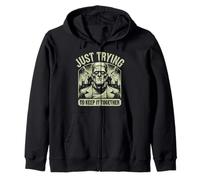 Just Trying To Keep It Together Shirt Halloween Frankenstein Zip Hoodie