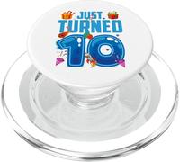 Just Turned 10 Birthday Boy Rocket Blue Party PopSockets PopGrip for MagSafe
