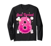 Just Turned 8 Birthday Celebration Balloons & Stars for Kids Long Sleeve T-Shirt