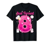 Just Turned 8 Birthday Celebration Balloons & Stars for Kids T-Shirt