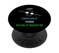Just Unplug it Then Plug Funny Sarcastic Retirement Graphic PopSockets Adhesive PopGrip