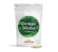 Just Vitamins Ginkgo Biloba 6000mg 180 Tablets for Circulation, Brain and Memory Support
