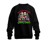 Just Waiting for Christmas Grinch Jack Skellington Santa Funny Unisex Sweatshirt Pullover, black, XL