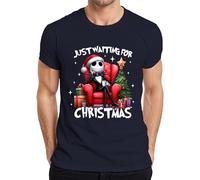 Just Waiting for Christmas Jack Skellington Skeleton Christmas Men's T-Shirt, navy, L