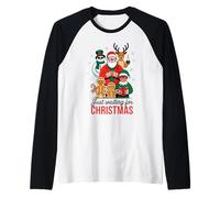 Just Waiting for Christmas Joyful Holiday Scene Raglan Baseball Tee