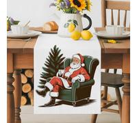 JUST WAITING FOR CHRISTMAS Words Table Runner 72 Inches Long,Table Runners Kitchen Dining Tables Decoration for Home Party Decor, Santa Claus Tables Runner Wedding Dresser Scarf
