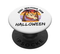 Just Waiting for Halloween Cute Summerween Vintage Sunset PopSockets Adhesive PopGrip