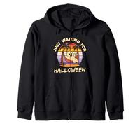 Just Waiting for Halloween Cute Summerween Vintage Sunset Zip Hoodie