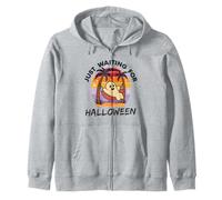 Just Waiting for Halloween Cute Summerween Vintage Sunset Zip Hoodie