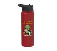 Just Waiting for Halloween Dino Skeleton Stainless Steel Insulated Water Bottle