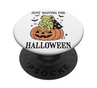 Just Waiting For Halloween Frog Pumpkin PopSockets Adhesive PopGrip