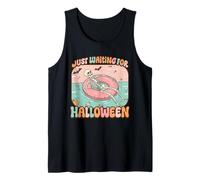 Just Waiting for Halloween Funny Skeleton Floating on Float Tank Top