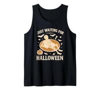 Just Waiting for Halloween Funny Skeleton Floating on Float Tank Top