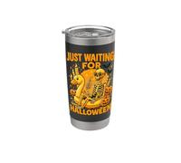 Just Waiting for Halloween Funny Spooky Skeleton Summerween Stainless Steel Insulated Tumbler