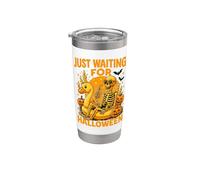 Just Waiting for Halloween Funny Spooky Skeleton Summerween Stainless Steel Insulated Tumbler