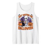 Just Waiting for Halloween Pumpkin Witch Magic October Party Tank Top