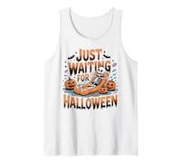 Just Waiting for Halloween Pumpkin Witch Magic October Party Tank Top