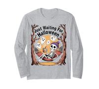 Just Waiting for Halloween Skeleton and Ghosts Long Sleeve T-Shirt