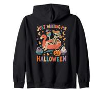 Just Waiting For Halloween Skeleton Flamingo Summer Zip Hoodie