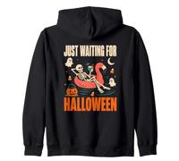 Just Waiting For Halloween Skeleton Flamingo Summer Zip Hoodie