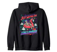 Just Waiting For Halloween Skeleton Flamingo Summer Zip Hoodie