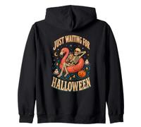Just Waiting For Halloween Skeleton Flamingo Summer Zip Hoodie