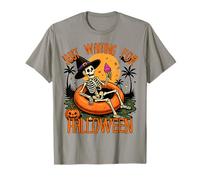 Just Waiting for Halloween Skeleton Holiday Beach Party T-Shirt