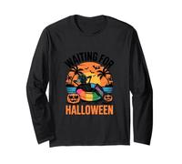 Just Waiting for Halloween Spooky Ghosts Pumpkins Full Moon Long Sleeve T-Shirt
