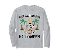 Just Waiting for Halloween Spooky Vibes Summer Skeleton Long Sleeve T-Shirt