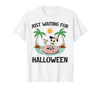 Just Waiting for Halloween Spooky Vibes Summer Skeleton T-Shirt