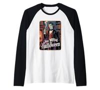 JUST WAITING FOR HALLOWEEN with Vampire Raglan Baseball Tee