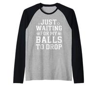 Just Waiting for My Balls to Drop Bingo Hobby Game - Raglan Baseball Tee