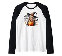 Just Waiting Halloween Autumn Fall Pumpkin Trick Or Treat Raglan Baseball Tee