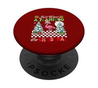 Just Want A Flamingo For Christmas Snow Xmas Tree Lover Kids PopSockets Adhesive PopGrip